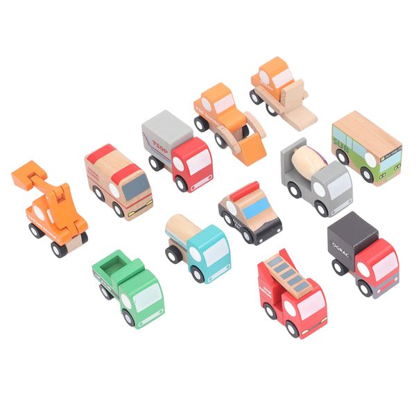 Wooden Vehicles Set Cute Fun Safe Wood Car Toys Miniature Toy Cars Ornament