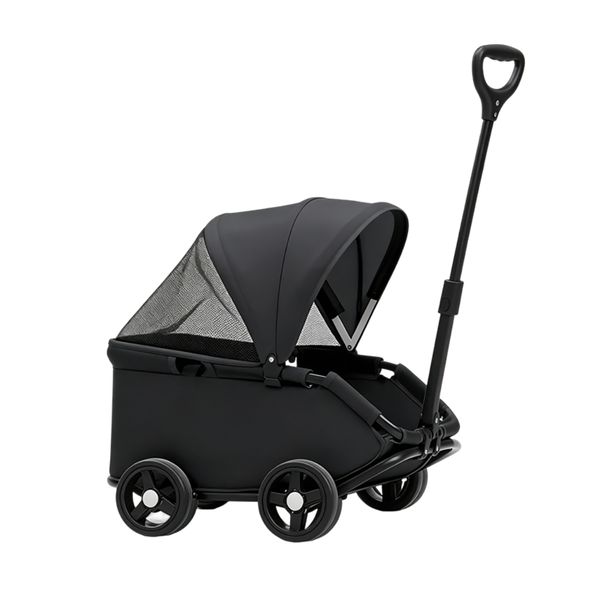 Foldable Pet Stroller, Breathable Four-Wheel Dog Cat Travel Pushcart