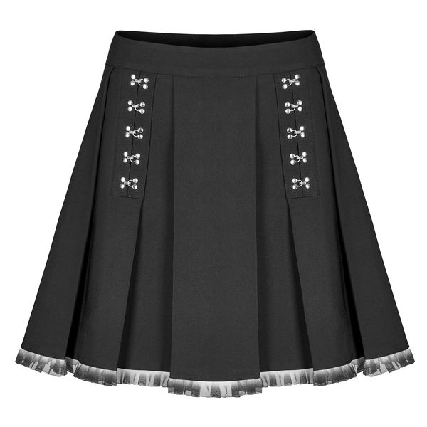PUNK RAVE Dark Gradient Lace Heavy Pleated Skirt