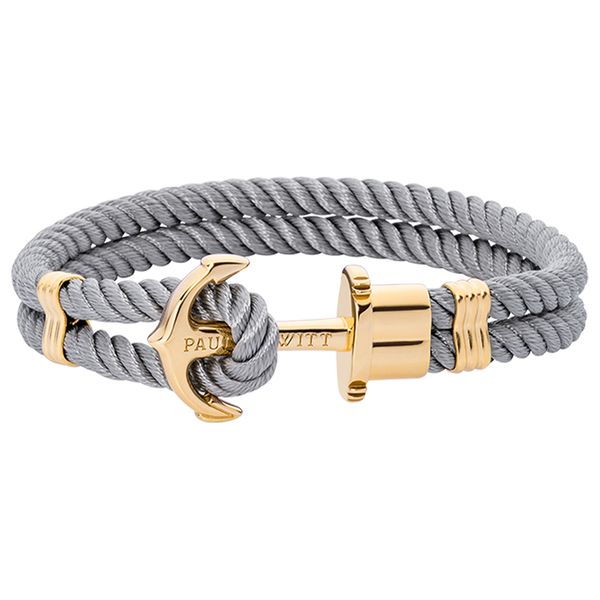 Paul Hewitt Women Phrep Anchor Bracelet Grey Polyester Gold Plated Clasp