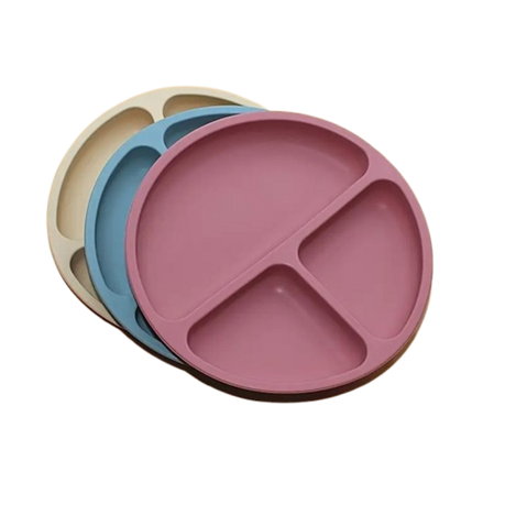 3-Piece Baby Suction Plates - Food-Grade Silicone, Divided Sections Image