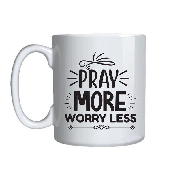 Pray More Coffee Cups Motivational Graphic Mug Design Birthday Present