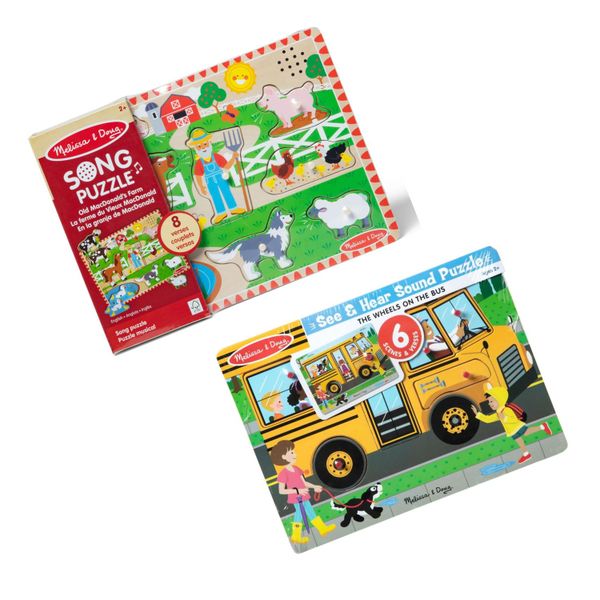 Old MacDonald's Farm Song Puzzle and The Wheels on the Bus Sound Puzzle
