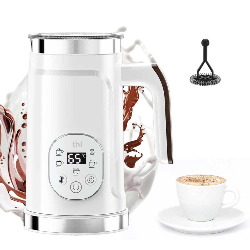 thl 5-in-1 Milk Frother and Steamer, LED Display Touch Screen & Two Whisks