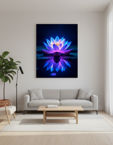 Canvas Modern Ready to Hang Contemporary Art on Wall - Lotus Glowing