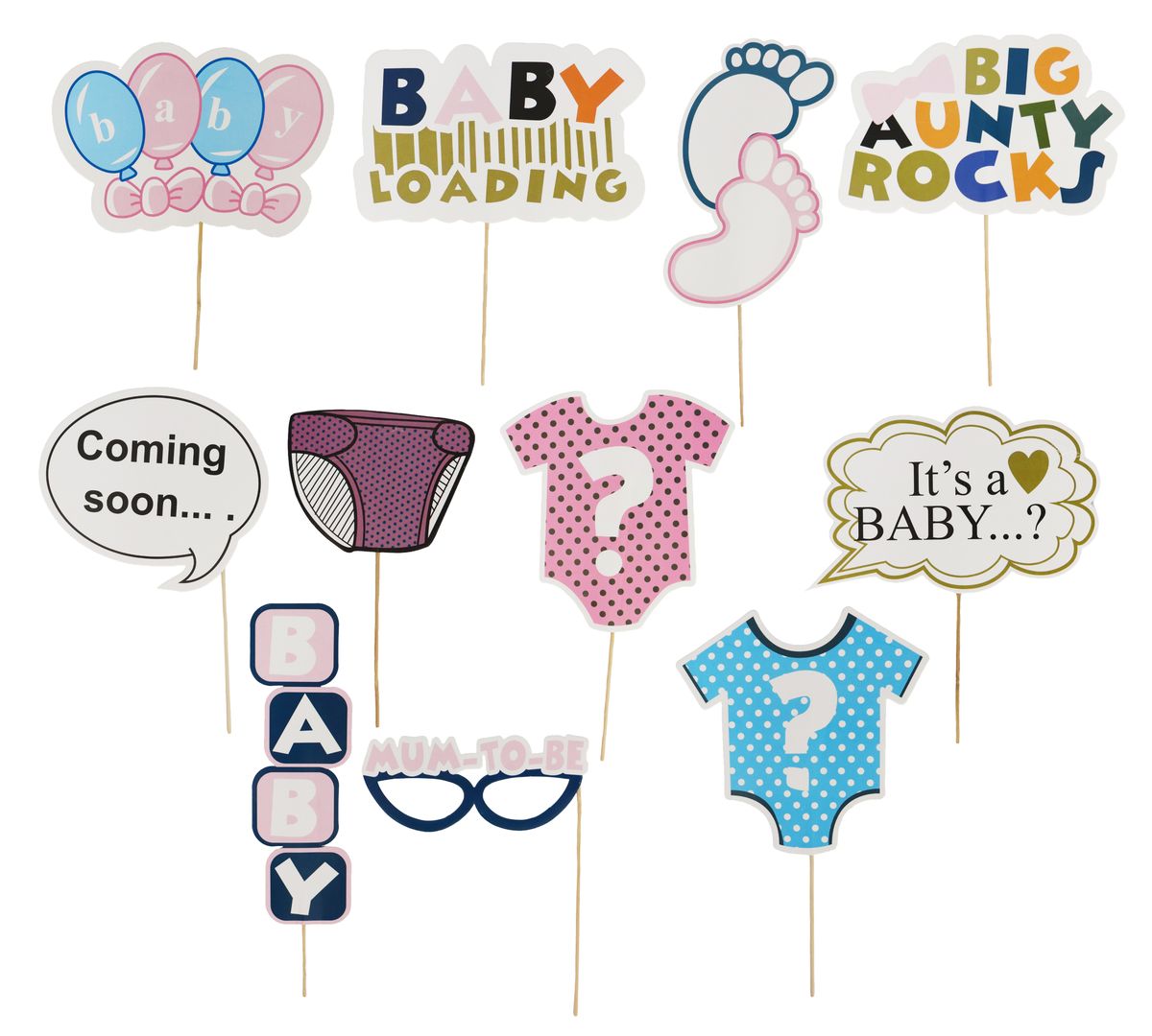 11 Pieces Baby Prop Set Party Favors Baby Shower Photobooth Props For