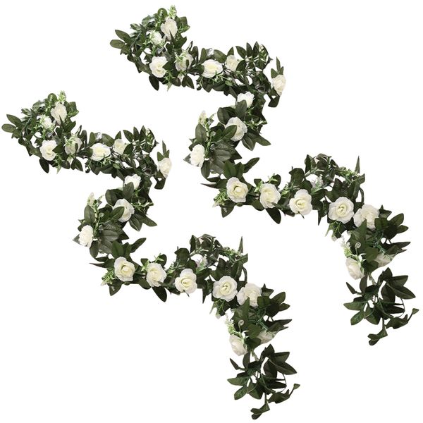 Home Garden Wedding Party Decor Artificial Rose Vine Garland (2m) Set of 2