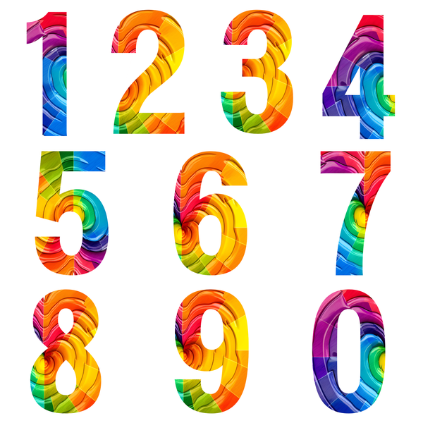 TrendSpire Wheelie Bin Numbers Vinyl Stickers (Colour) - RAINBOW Set of 16