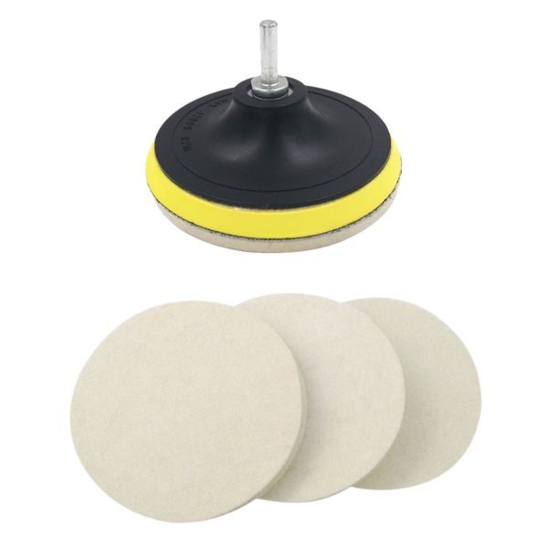3Pieces 5-inch Wool Felt Disc Polishing Pads with M14 Drill Adapter