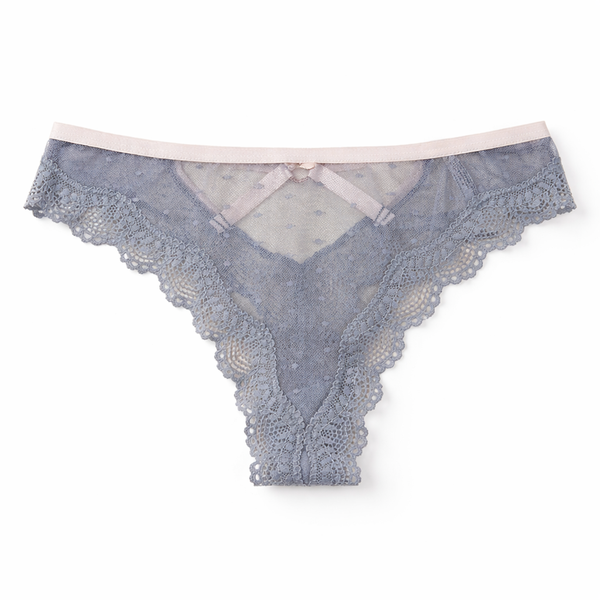 Swiss Dot Mesh &amp; Lace Panties - Red