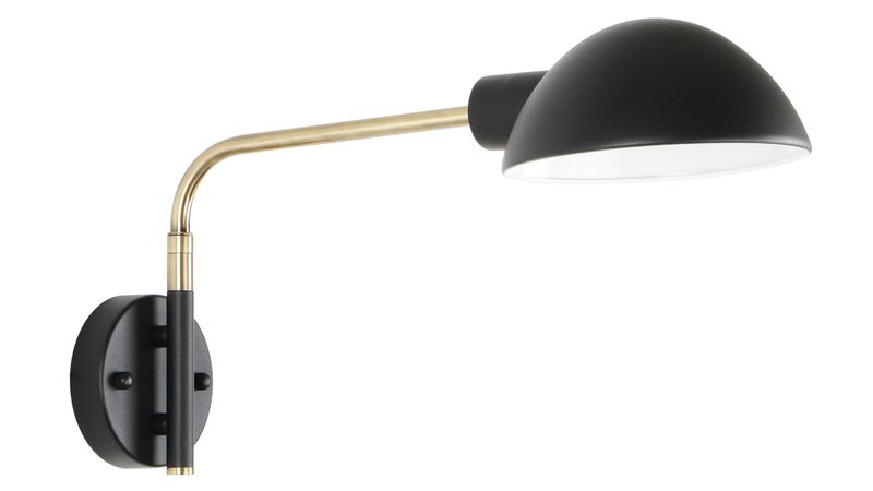 Bright Star Black and Brass Adjustable Wall Light with Dome Shade WB385