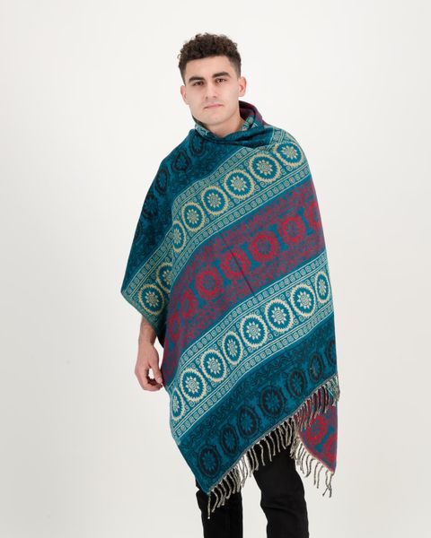 SKA Large Tribal Hippy Boho Wool Blanket Shawl Scarves with Tassels-Circles