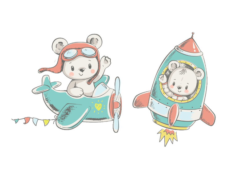 Cute Bears Sky Adventure Wall Vinyl Stickers