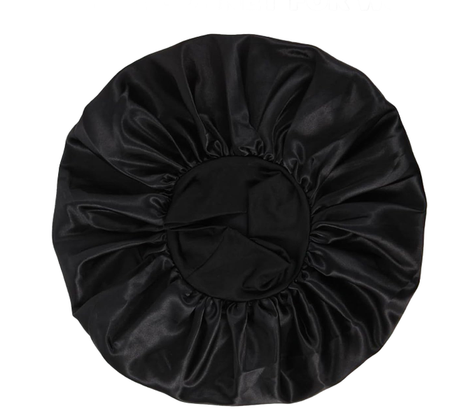 Satin Bonnet, Extra Large Silk Bonnet for Sleeping 17 Inches, Black