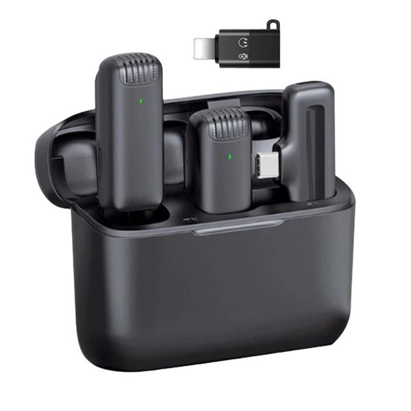 Lavalier Microphone Wireless 2-in-1 with Charging Case for iPhone &amp; Type C