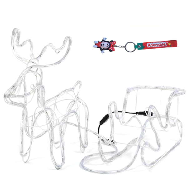 Christmas Light's Reindeer &amp; Sleigh With Key Ring
