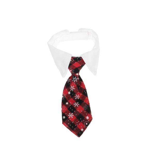 Cute Christmas Snowflake Plaid Red Pet Bow Tie For Cats And Dogs