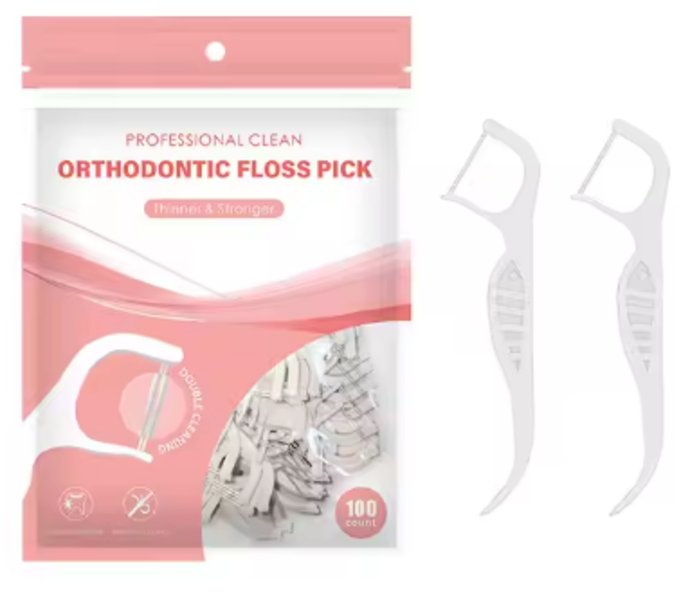 Orthodontic Double-Line Dental Floss Pick