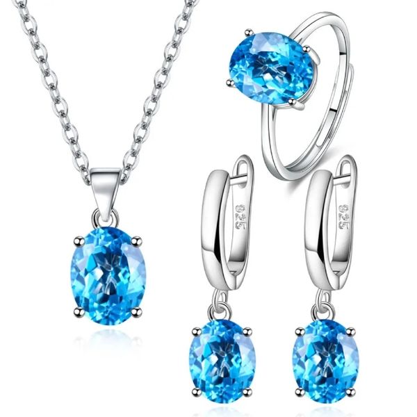 Women 925 Silver 3 Piece Jewelry Set with Oval Stone