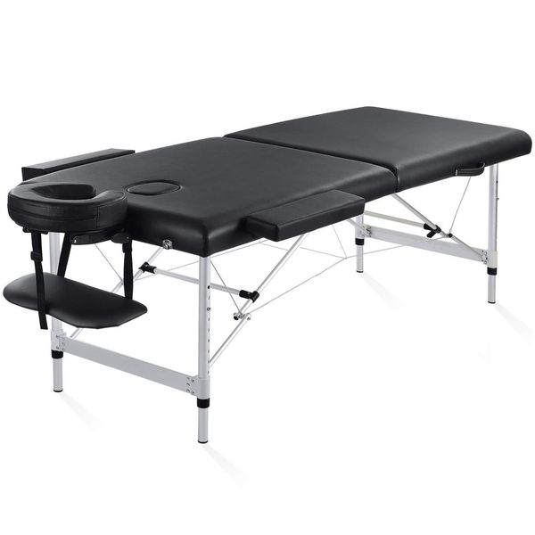 Portable 2 Folding Massage Table Bed, Height Adjustable Spa Salon Bed