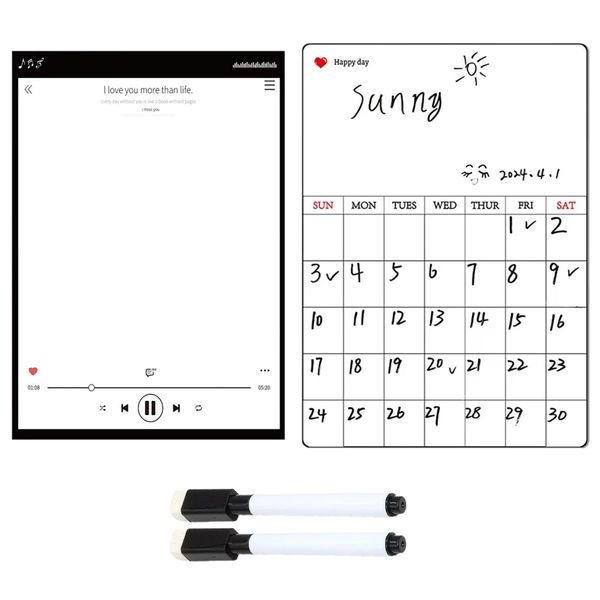 2 Piece Magnetic Fridge Calendar - Whiteboard Monthly Weekly Daily Planner