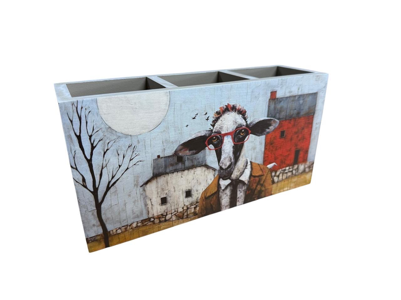 Cutlery/Stationary Holder - Red Glasses Sheep All Dressed-up