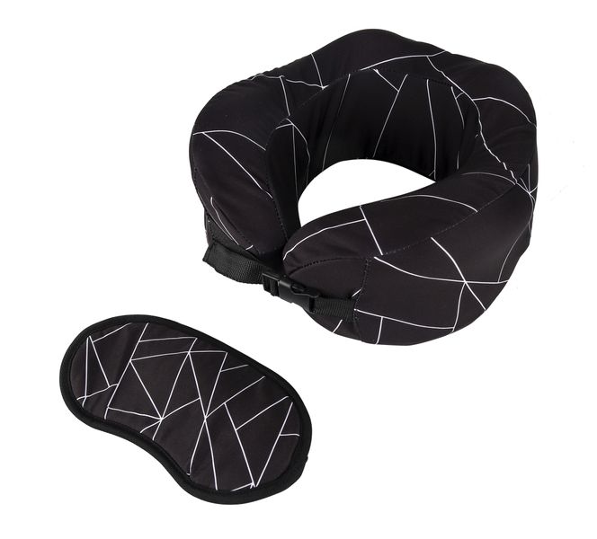 Travel Quip - Black Geometric Travel Mask and Pillow Set
