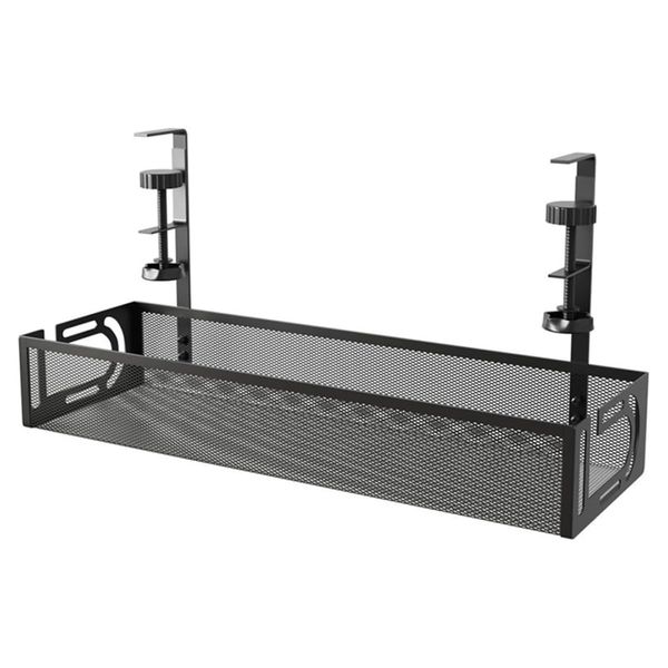 Under Desk Cable Management Tray Organizer Rack No Drill- Black