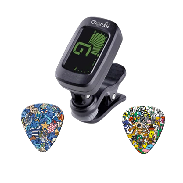Clip-on Guitar Tuner with 2 Guitar Picks