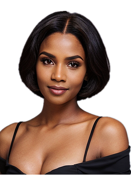 10 inch Natural Black Color Bob Wig 13 x4 Full Frontal Lace 15A Grade