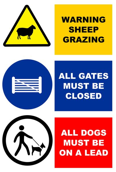 Warning Sheep Grazing All Gates Must Be Closed - 40x60cm Sign - 4 Pack