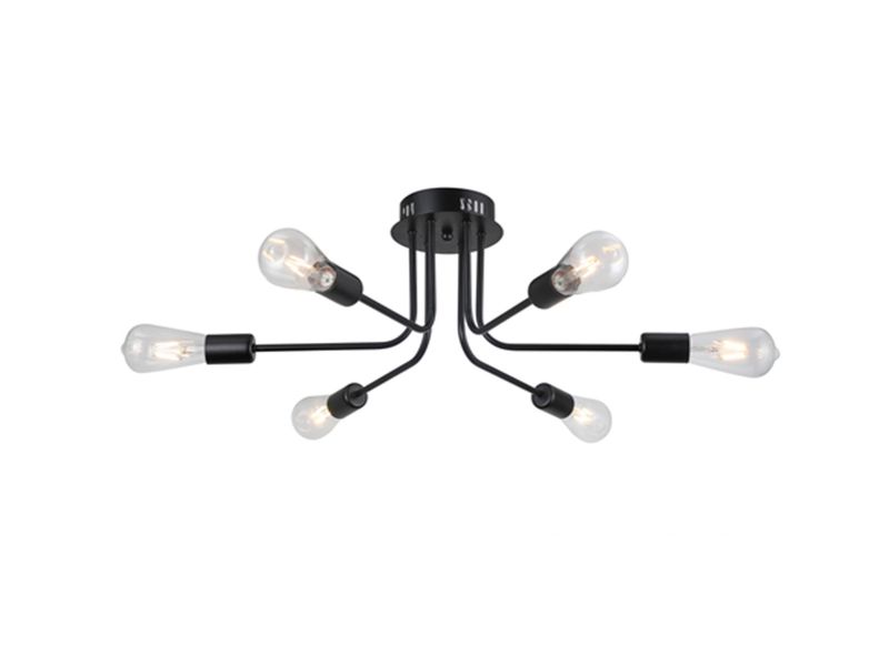 DrLight Industrial Ceiling Lights 6 E27 Base Black Ceiling Light