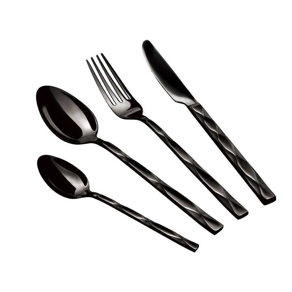 6pcs Matte Black Dinner Spoon Fork Knife Stainless Steel Satin Finish 7 8  Inch Silverware Cutlery Set Serves 6 Dishwasher Safe, Free Shipping For  New Users