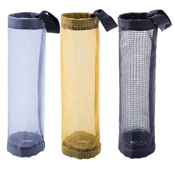 Home Storage Wall Mount Plastic Bag Holder &amp; Dispenser Set of 3 (38cm)
