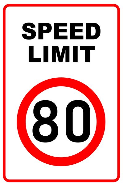 Speed Limit 80 Sign 80x120cm.
