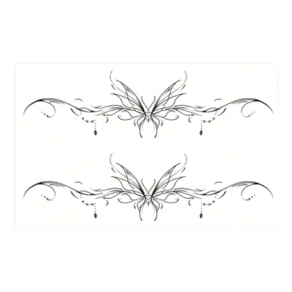 2-Piece Butterfly Totem Waterproof Temporary Tattoo - Black