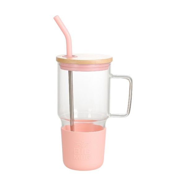 1000ml Glass Mug with Bamboo Lid &amp; Straw