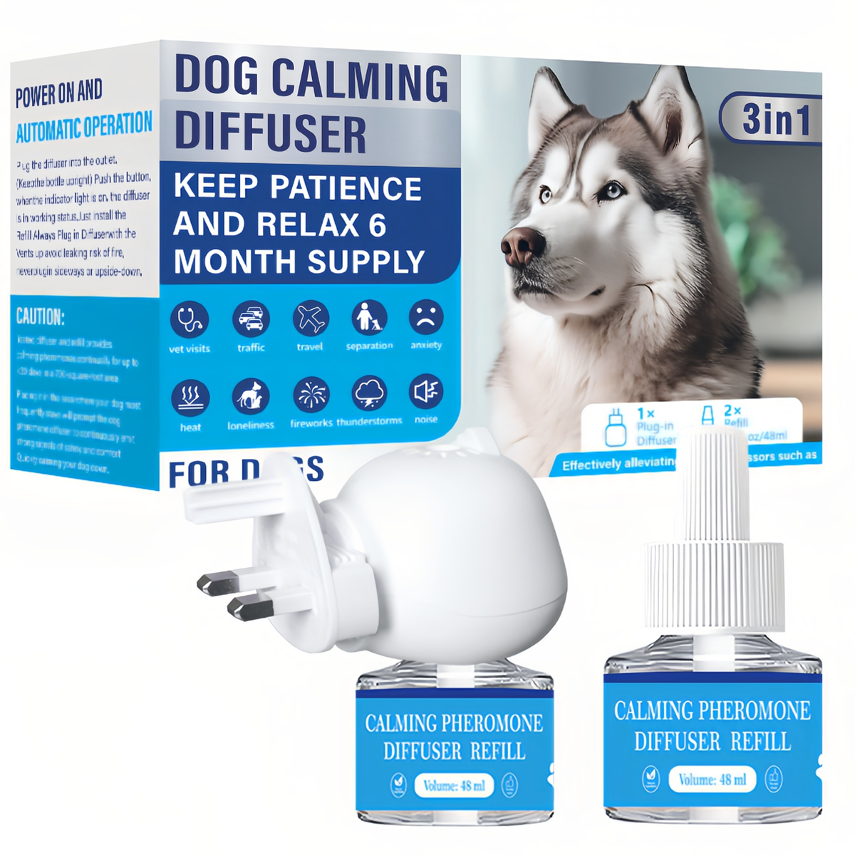 3 in 1 Dog Calming Pheromone Diffuser Puppy Anxiety Relief Diffuser ...