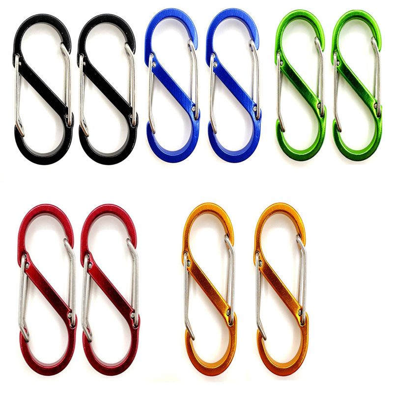 10 Pieces Outdoor Multifunctional Aluminum Alloy S-Shaped Carabiner