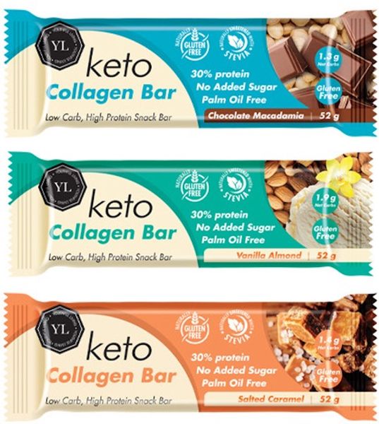 Keto Collagen Bar/Choc Macadamia &amp; Vanilla Almond &amp; Salted Caramel/12 Pack