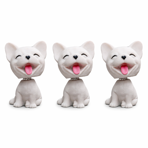 3 Pack - Plastic French Bulldog Ornament - White