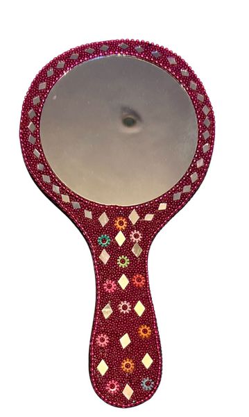 Handmade Handheld Mirror (pink)