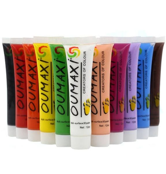 12 Colour Acrylic 3D Paint for Art and Nail Art