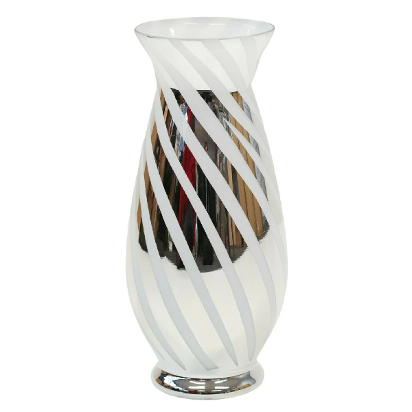 Mento Silver Stripped Glass Vase