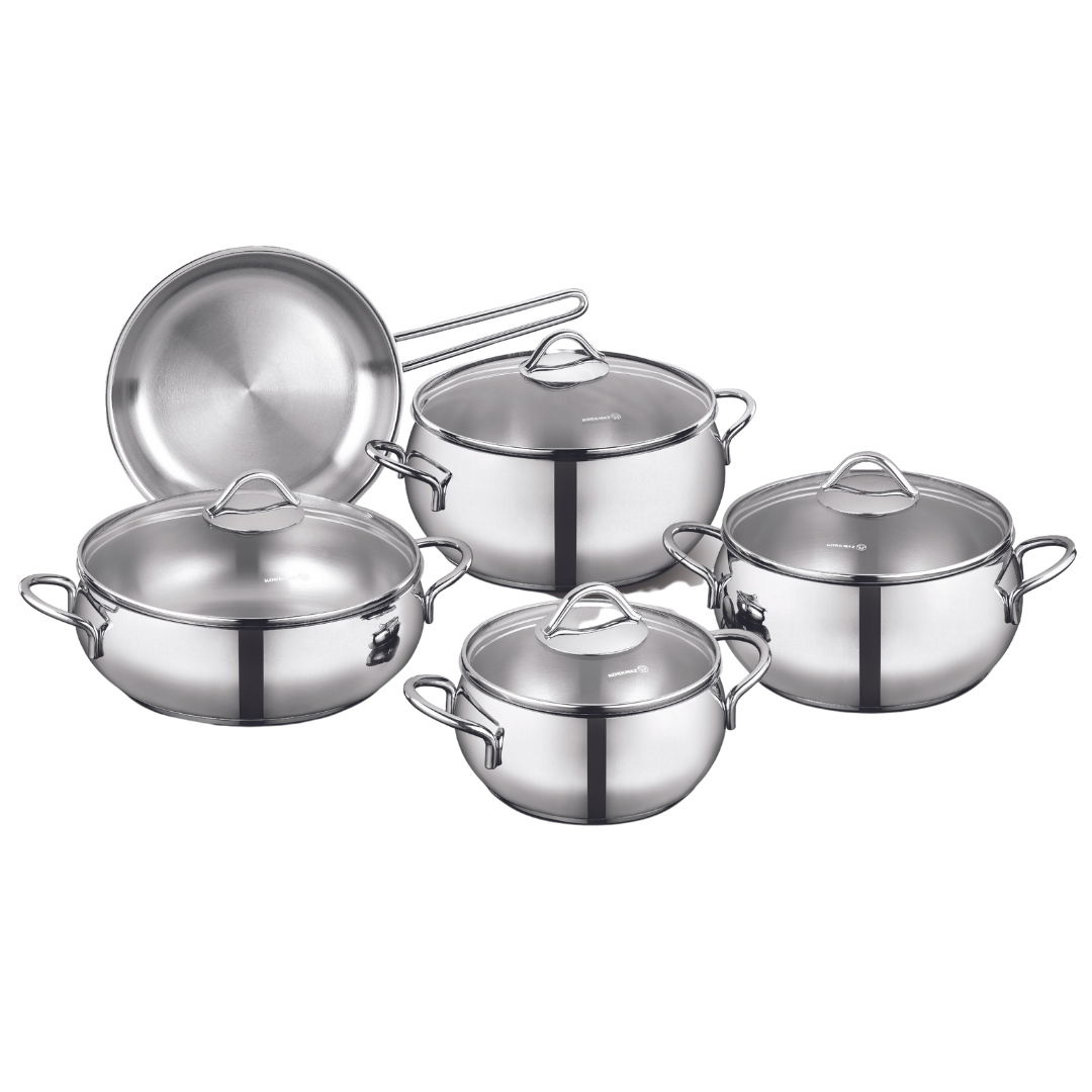 KORKMAZ Stainless steel Mirror Satin 9 Piece Pot Set | Shop Today