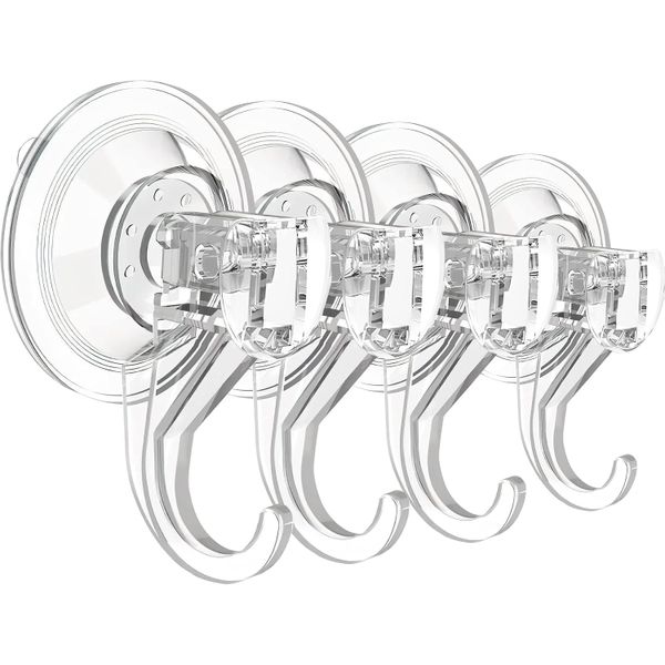 4pc Large Clear Heavy Duty Suction Cup Hooks Wreath Hanger for Window Glass