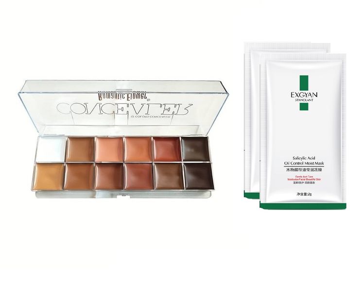 12 Colours Full Cover Cream Concealer Palette &amp; Exgyan Sleep Masks