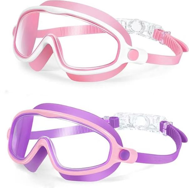 Swimming Goggles UV Protection Leakproof Anti Fog Big Frame for 2-16 year
