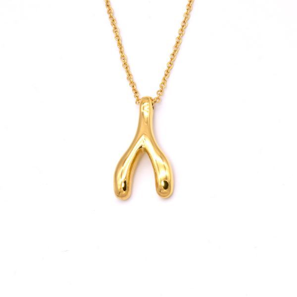 Wishbone Pendant Necklace For Women Jewelry Gift - Gold
