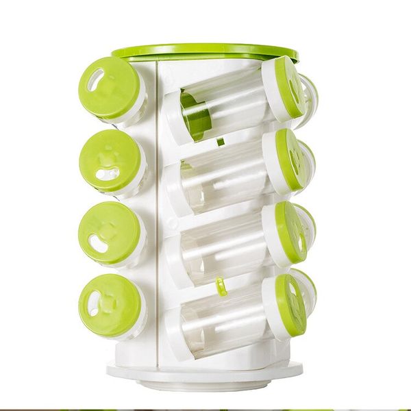 16 in 1 Spice Rack With Cutlery Holder - Green